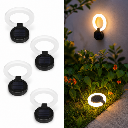 4er Set Solar-Gartenleuchten für Garten und Hauswand
