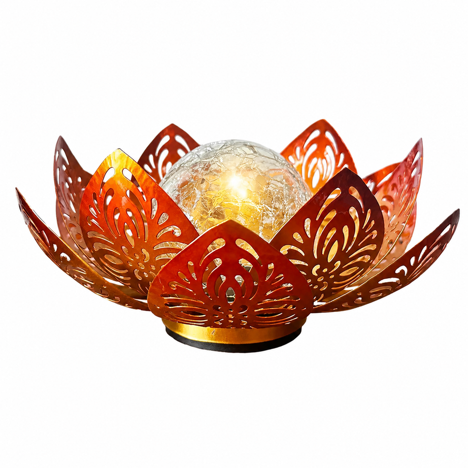 Solar Lotus Gartenleuchte aus Metall - Dekorative Blumenlampe für Garten und Terrasse