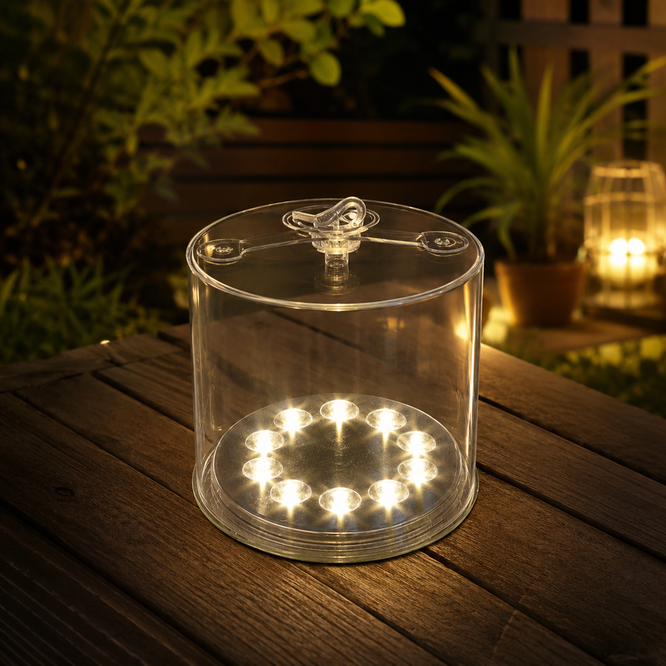 Solar Campinglaterne aufblasbar, 10 LEDs, IP67, 4 Modi