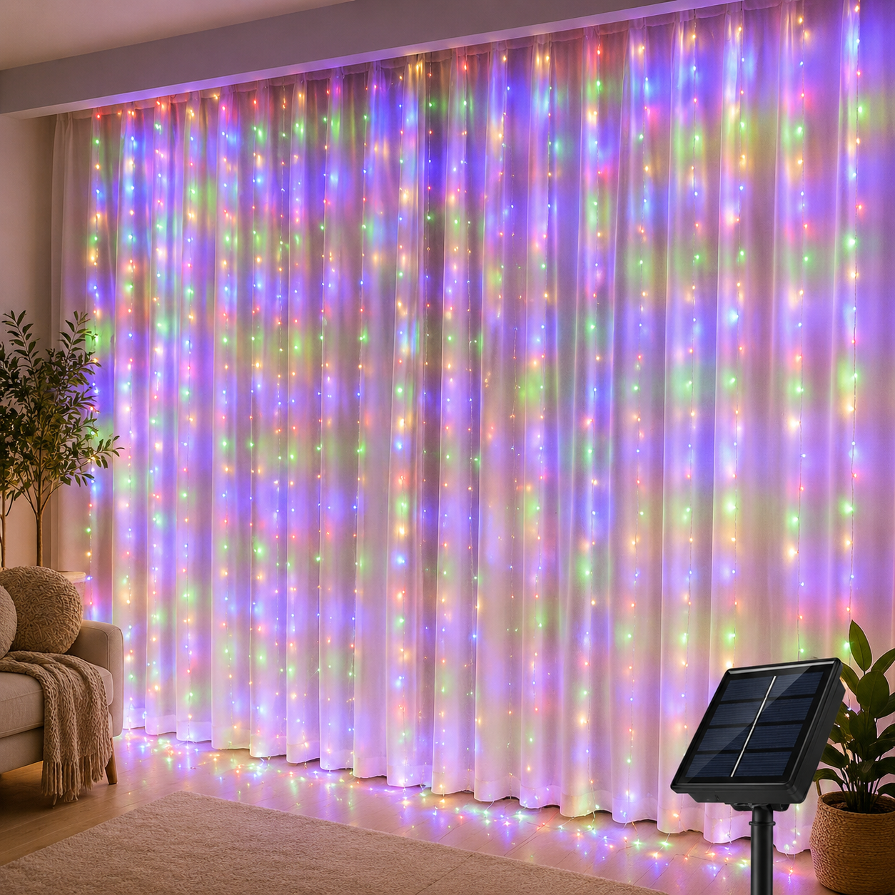 Bunter LED Lichtervorhang mit Farbwechsel
