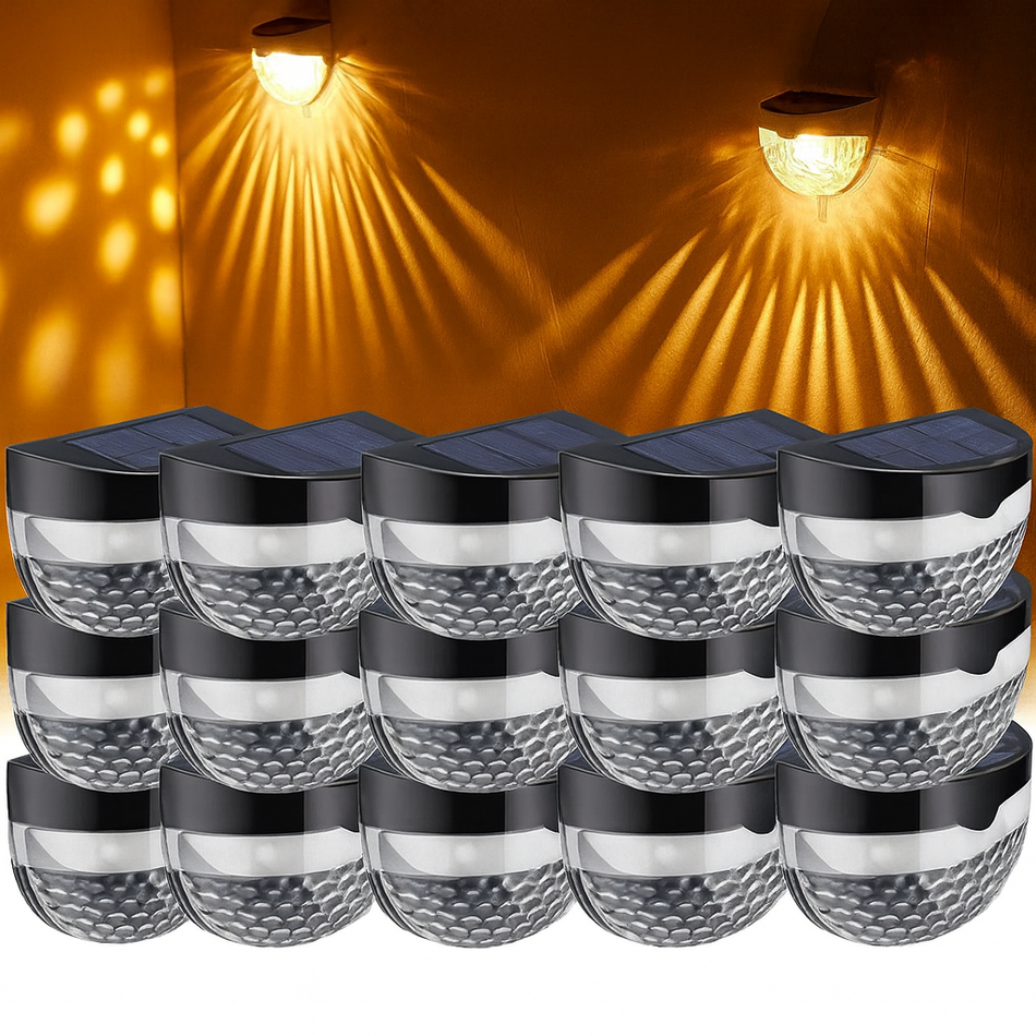Solar Zaunleuchten Set - Wasserdichte LED Wandlampen für Garten Terrasse Treppe