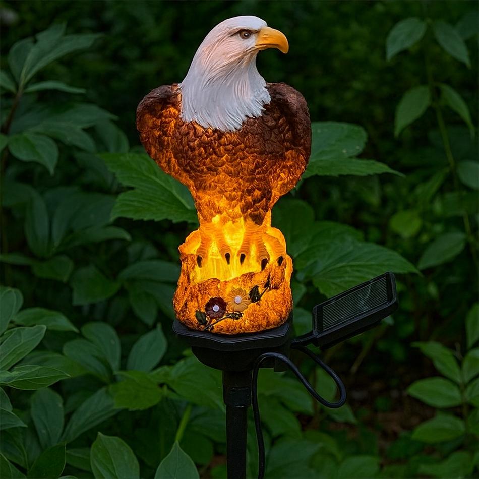 Solar Adler Rasenlampe aus Harz – LED Gartenleuchte mit Dämmerungssensor | Wetterfest für Garten, Terrasse & Wege