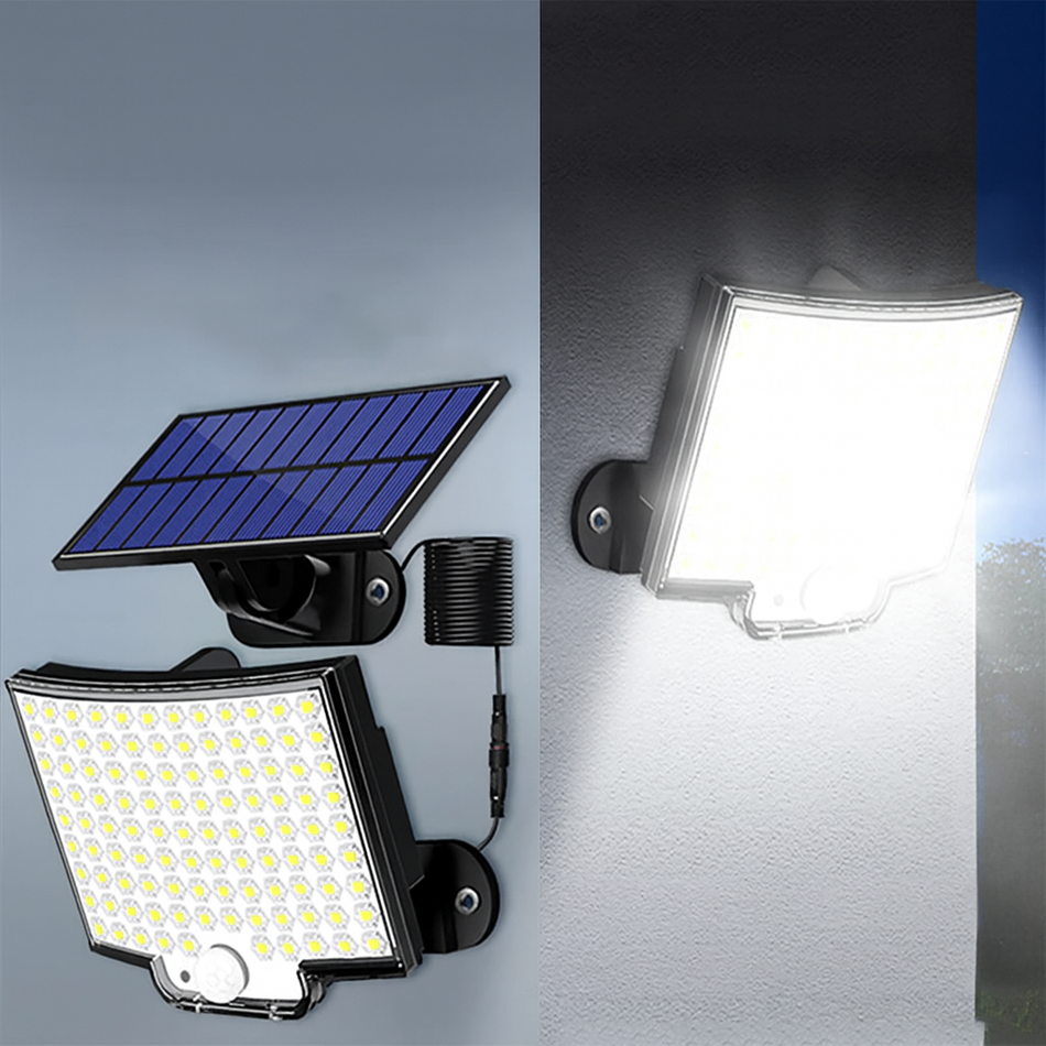 106 LED Solar-Wandleuchte mit Bewegungsmelder - IP65 Wasserdicht für Garten und Außenbereich