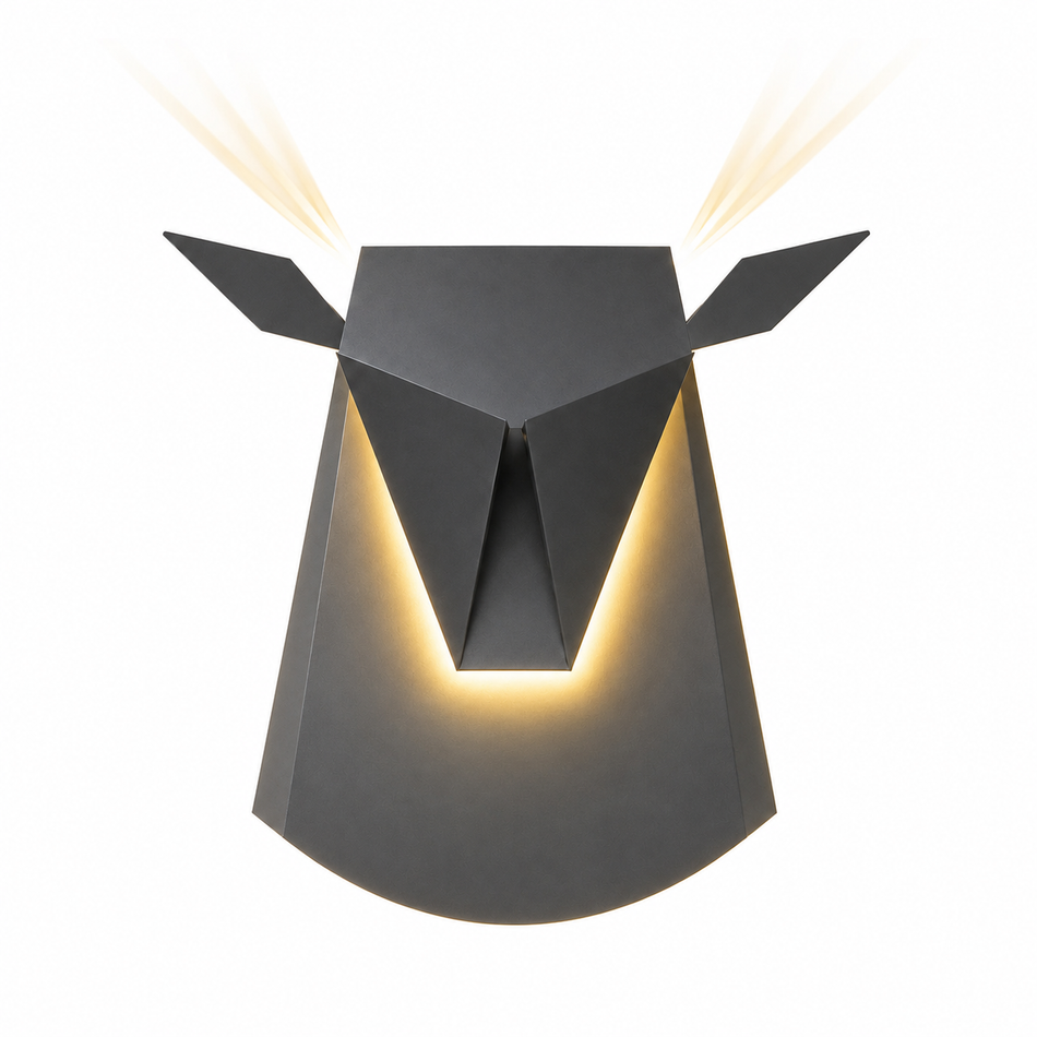 LED Wandleuchte Hirsch, dekorativ, Metall, Touch-Schalter
