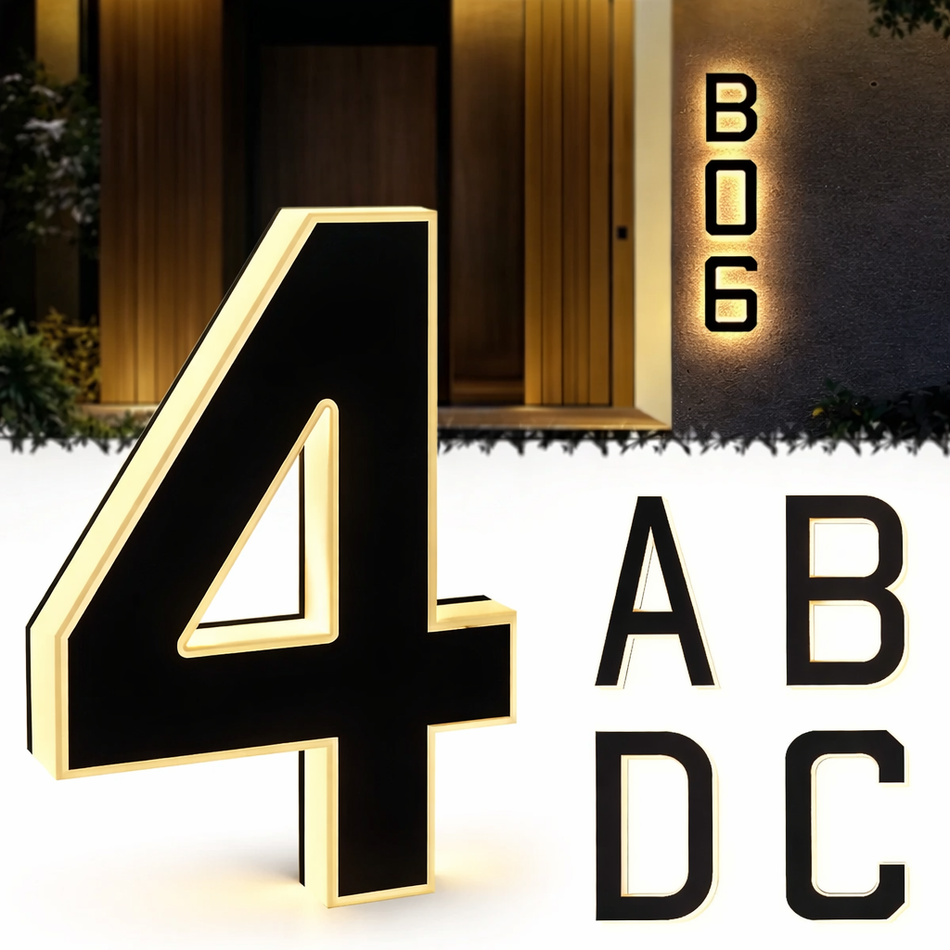 Solar Hausnummer beleuchtet LED Außen – Hausnummernleuchte mit Dämmerungssensor, wasserdicht IP44, automatische Beleuchtung für Eingang, Einfahrt & Briefkasten