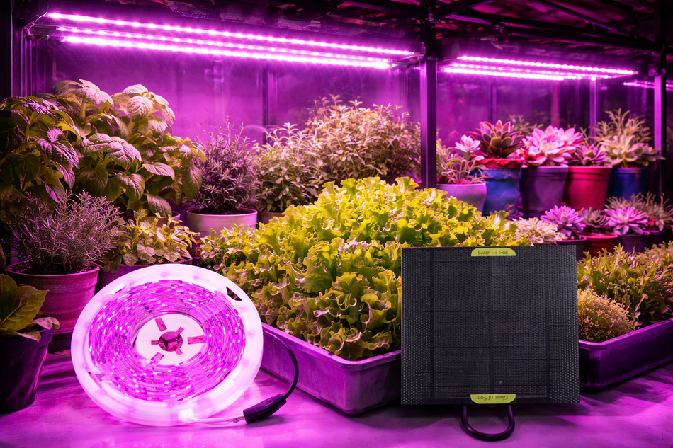 Solar LED Pflanzenlampe Full Spectrum – Wasserdichtes Grow Licht für schnelles Pflanzenwachstum (0,5 m–5 m)