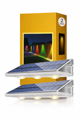 Solar Zaunleuchte Außen | IP66 | RGBW & Warmweiß | 2er & 4er Set | Wandmontage