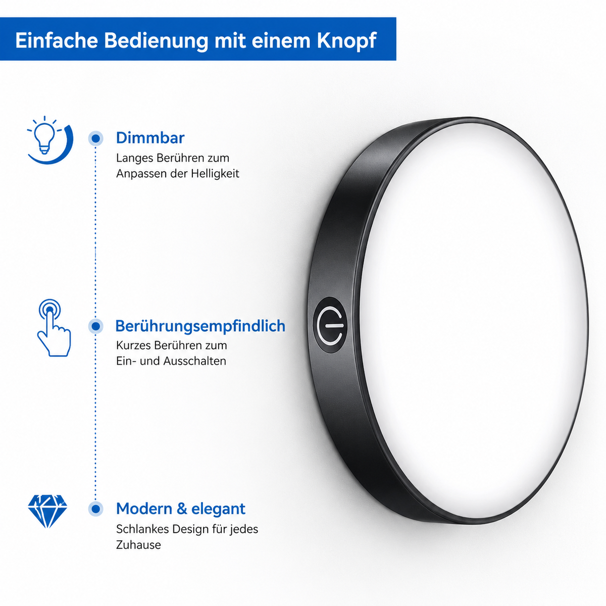 Dimmbare Touch LED Leuchte mit modernem Design
