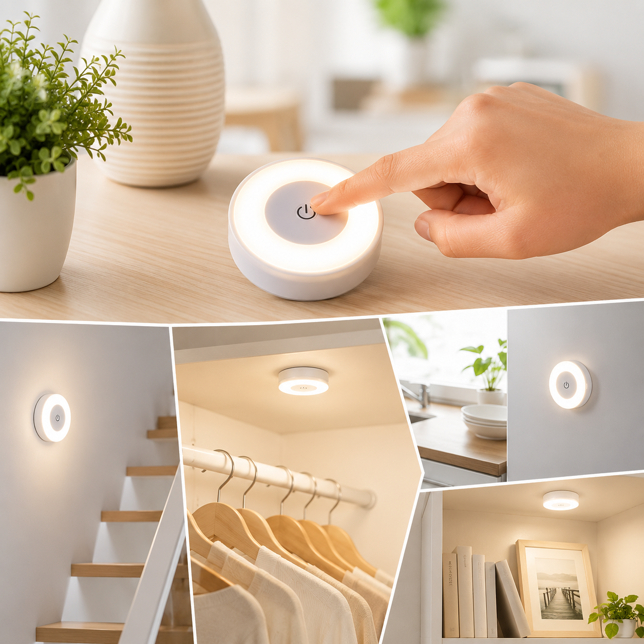 Dimmbares LED Touch Nachtlicht mit USB-Akku für Treppe, Schrank, Küche und Schlafzimmer
