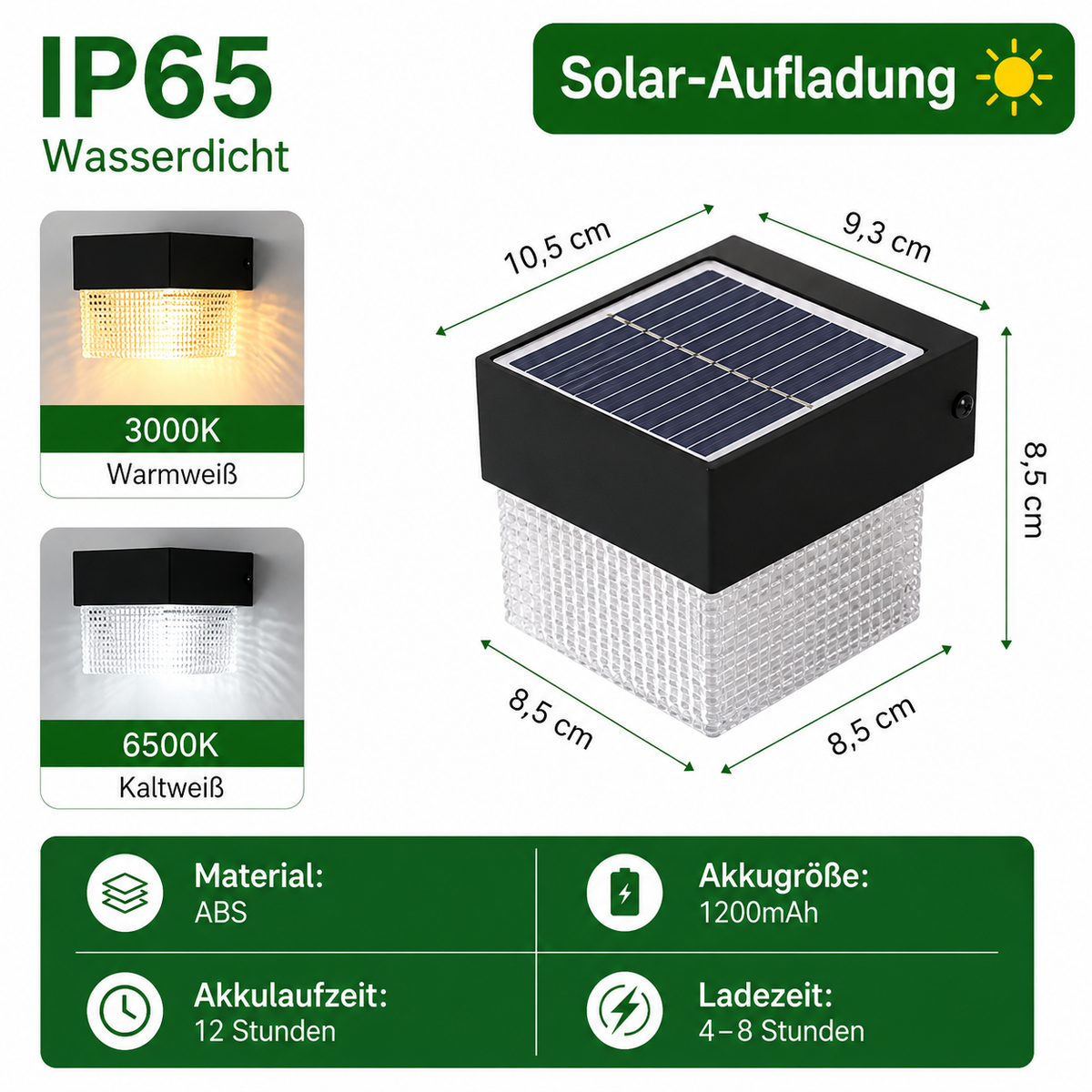 Solar Wandleuchte Eckig