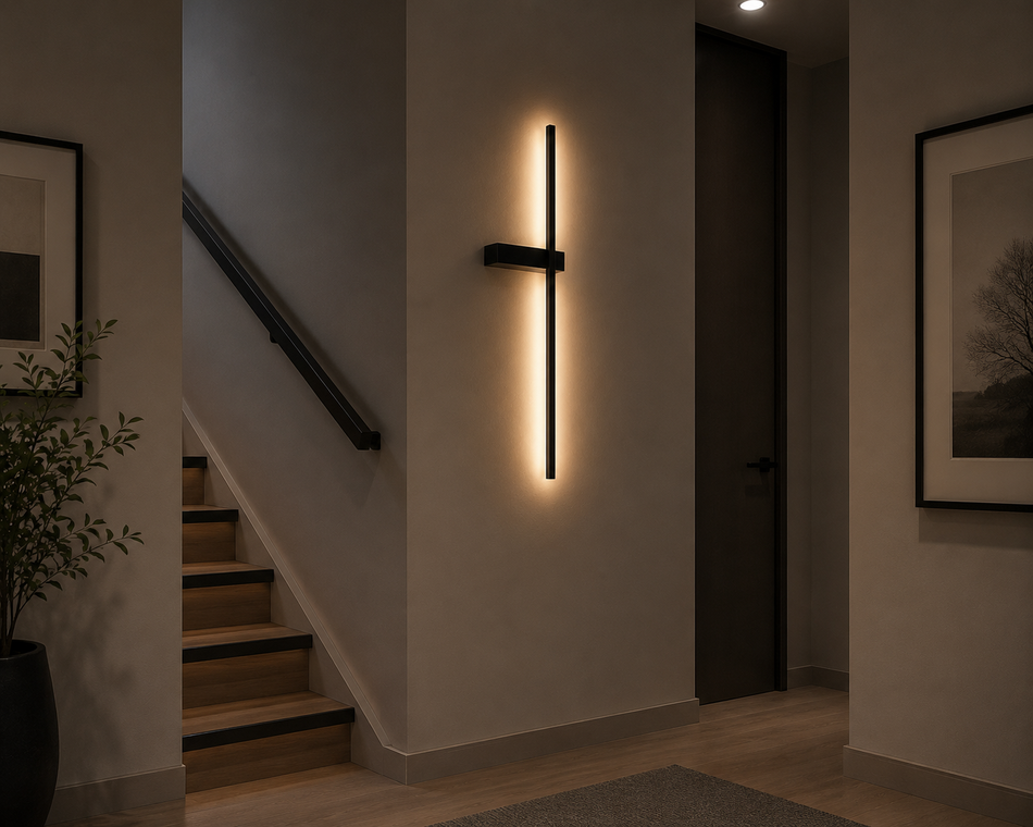Moderne LED Wandleuchte Schwarz, Streifendesign, 60–120 cm