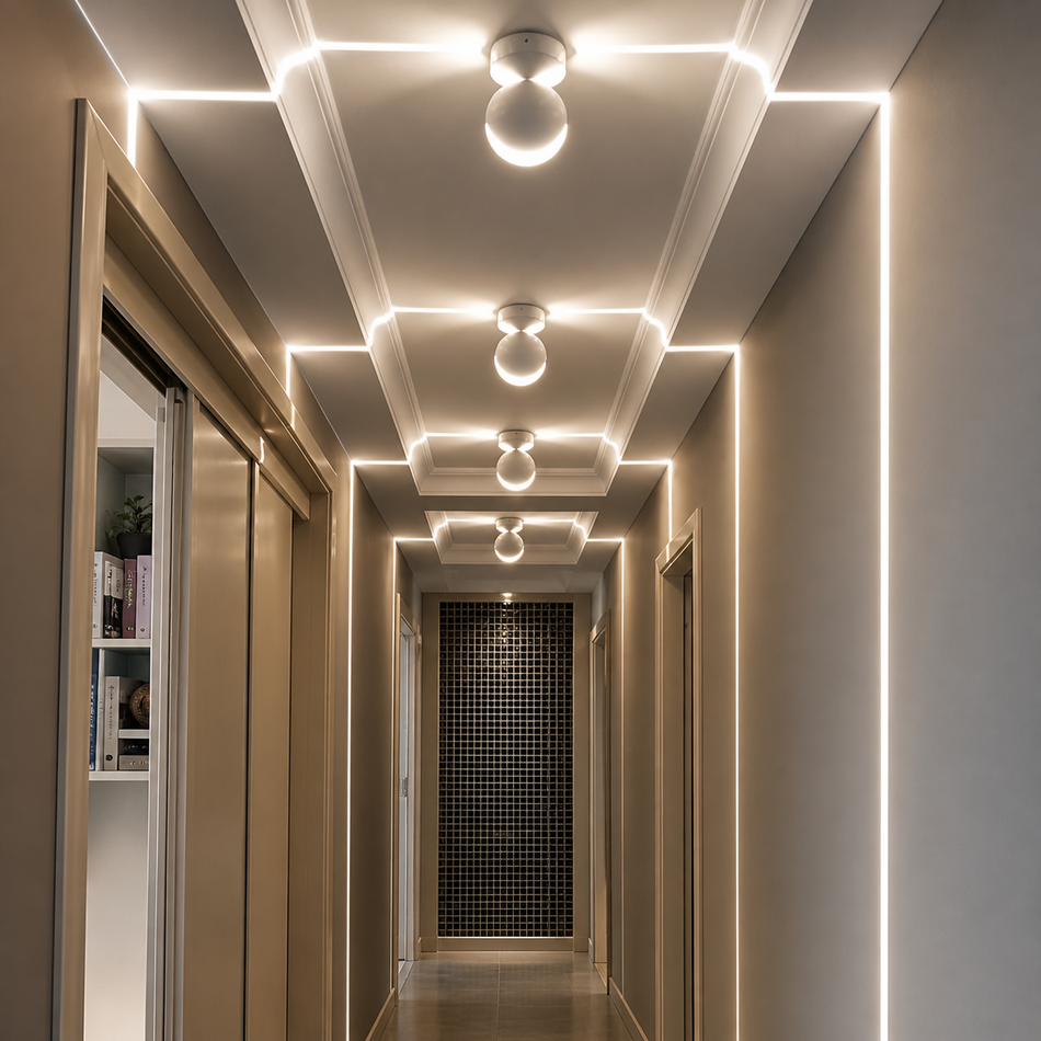 LED Wandleuchte 360° drehbar, 9W, Rund, Halo-Lichteffekt, Schwarz oder Weiß