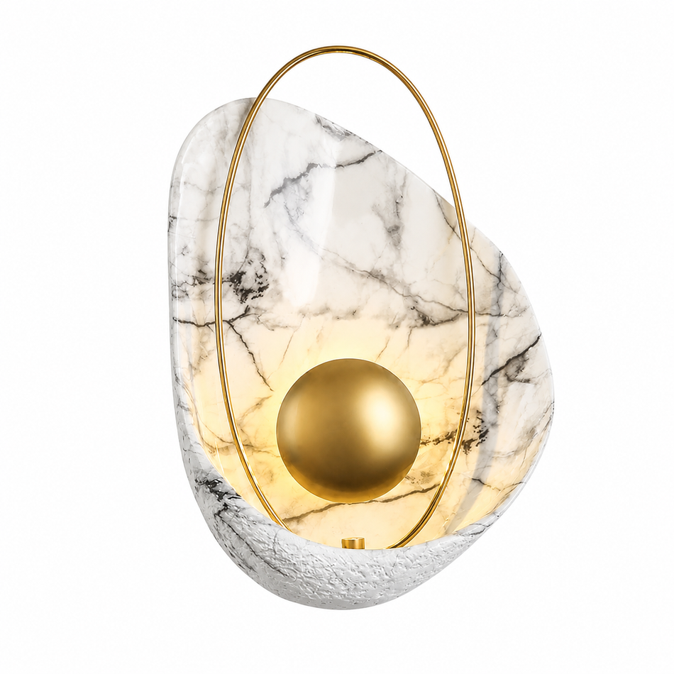 LED Wandleuchte Marmor-Optik mit Kupferring, 5W