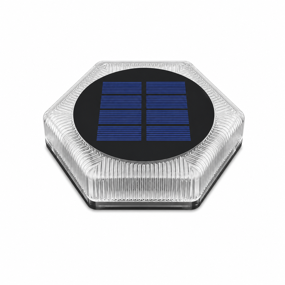 Solar Deckleuchte sechseckig, 6er-Set, IP68, Treppe und Terrasse