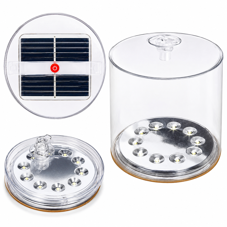 Solar Campinglaterne aufblasbar, 10 LEDs, IP67, 4 Modi