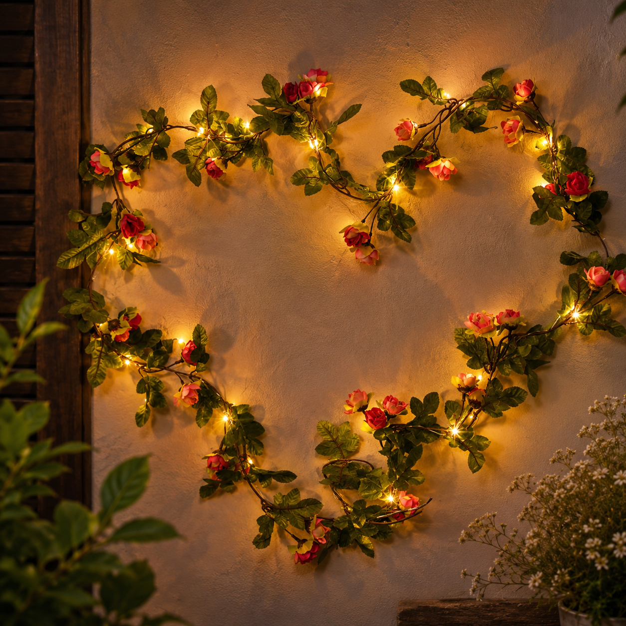 Herzförmige Rosenlichterkette
