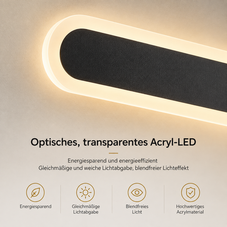 Hochwertige Acryl LED Wandleuchte mit blendfreiem, gleichmäßigem Licht und energieeffizienter Beleuchtung.
