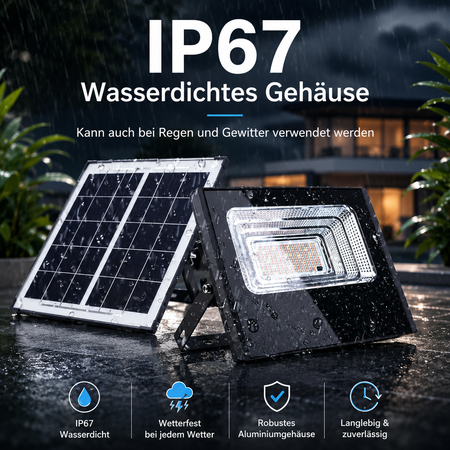 IP67 Solar-Pflanzenlampe mit wetterfestem Gehäuse.
