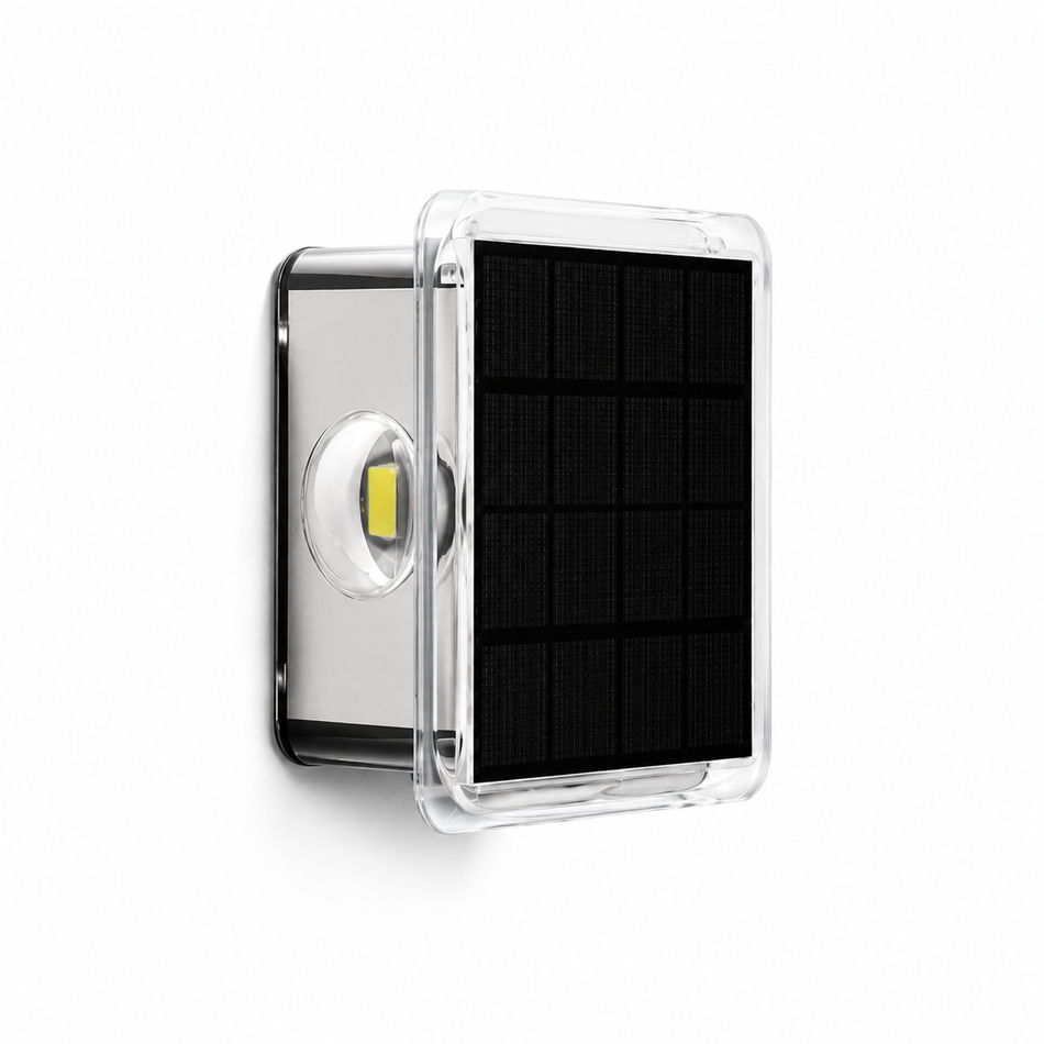 Solar Wandleuchte oben-unten, 4 LEDs, IP65, 3 Farben oder RGB
