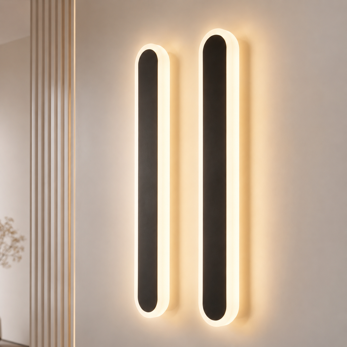Moderne LED Wandleuchte mit indirektem Licht in Schwarz für Wohnzimmer, Flur oder Schlafzimmer.
