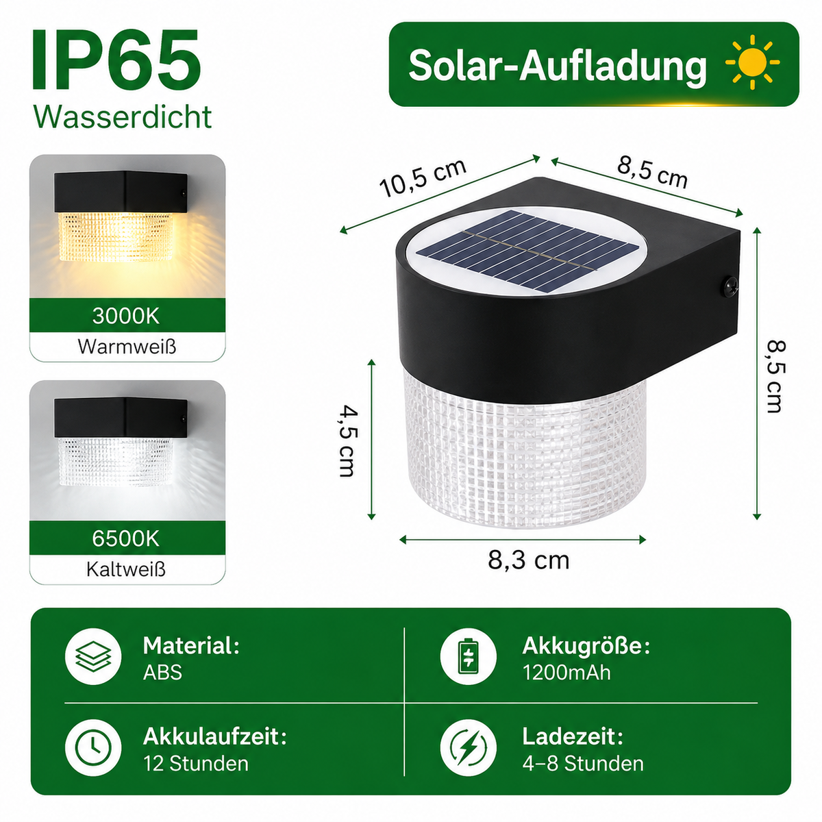 Solar Wandleuchte Rund