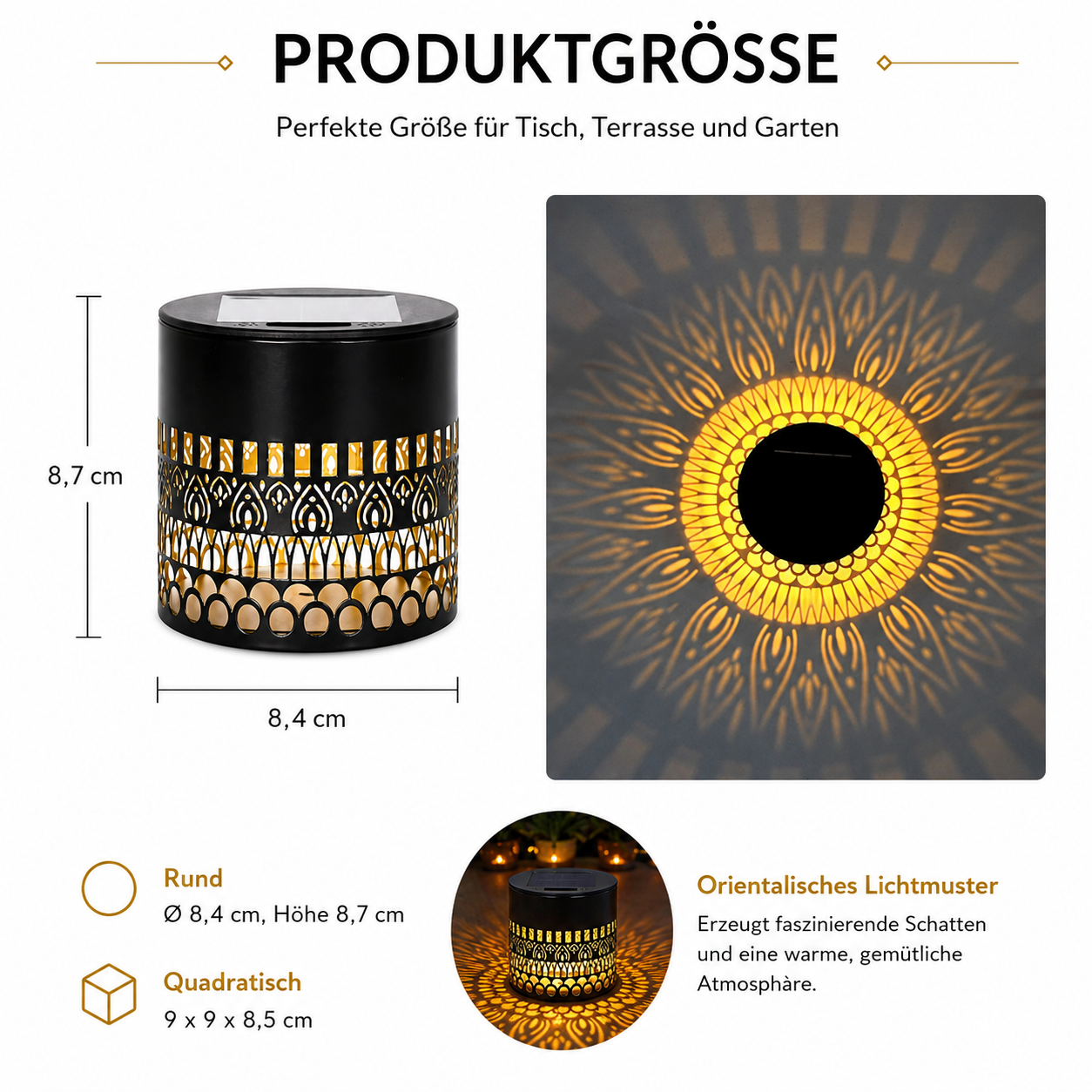 Solar Wandleuchte orientalisch rund Warmweiß