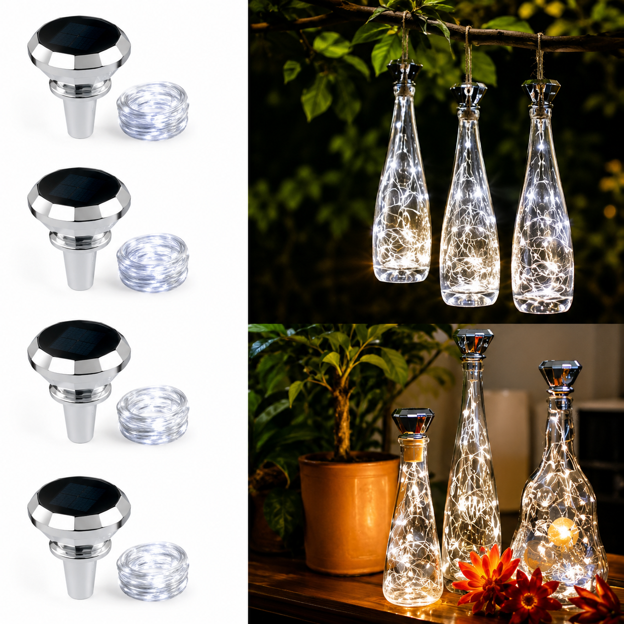Solar-Flaschenlichter mit kaltweißem LED-Licht für Flaschendeko
