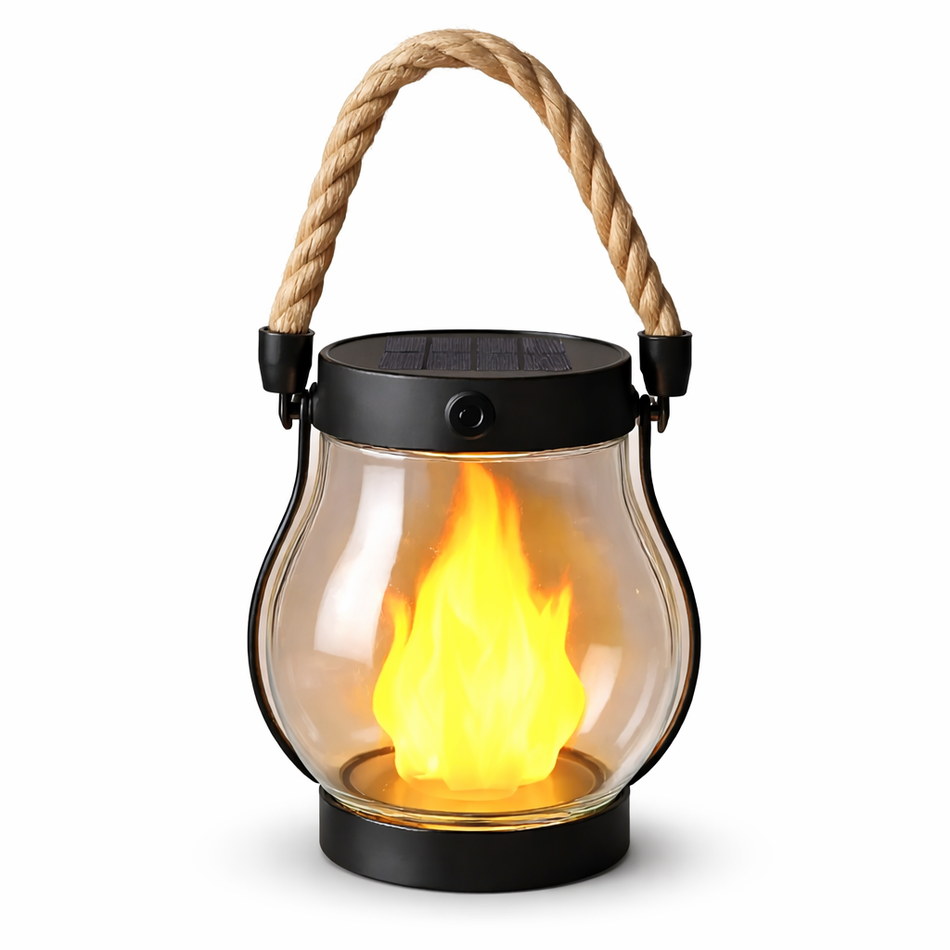 Solar Feuer Lampe | Flackernde Flamme | USB & Solar | Garten & Terrasse