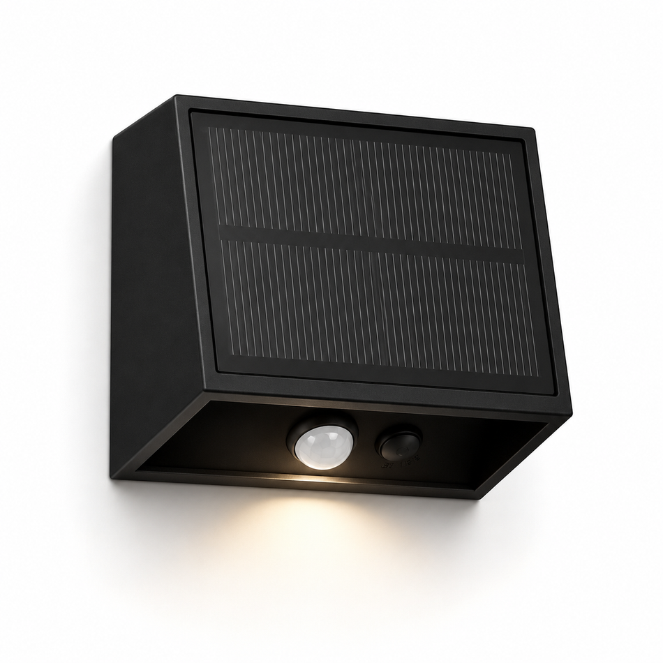 Solar Wandleuchte mit Bewegungsmelder, IP65, 3 Modi, warmweiß, 2er oder 4er Set
