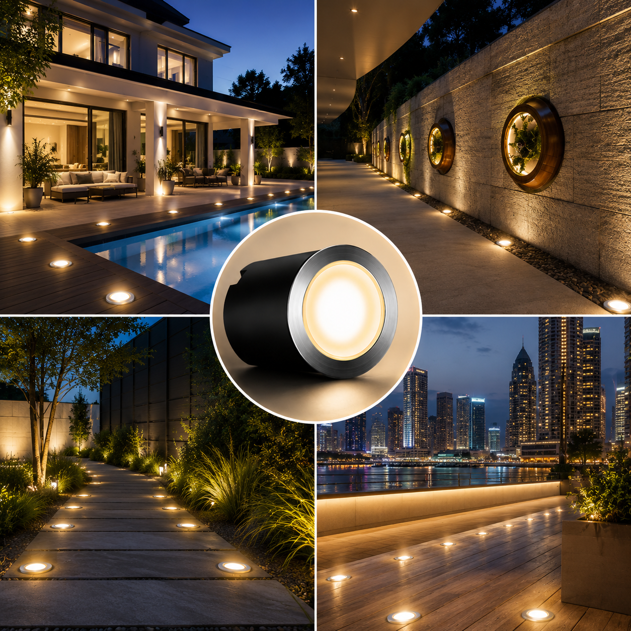 Solar LED-Bodenstrahler für Gartenwege, Terrassen, Poolumrandungen und Einfahrten mit stimmungsvoller Außenbeleuchtung.
