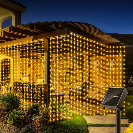 Solar LED Lichtervorhang für Terrasse und Garten
