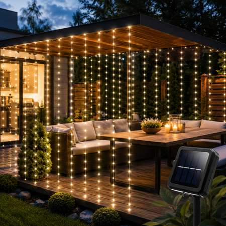Solar LED Lichtervorhang für moderne Pergola
