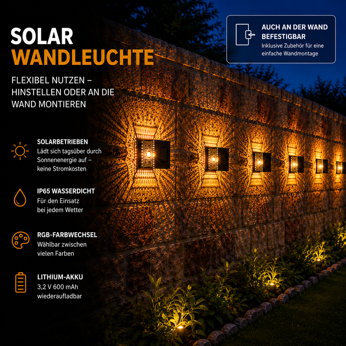 Solar Wandleuchte orientalisch
