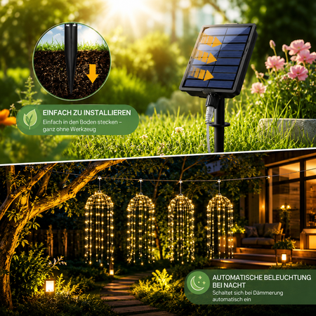 Solarpanel der Quallen Lichterkette einfach installieren
