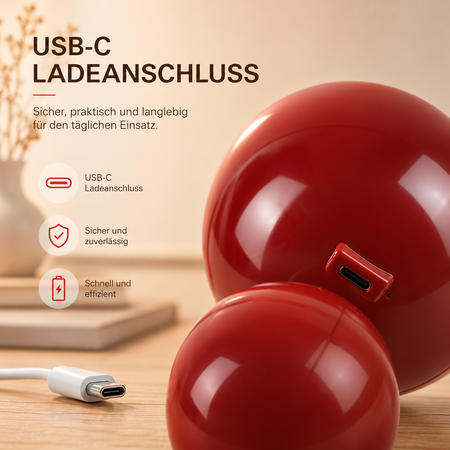 USB-C-Ladeanschluss der kabellosen LED-Tischlampe für schnelles und bequemes Aufladen des integrierten Akkus.
