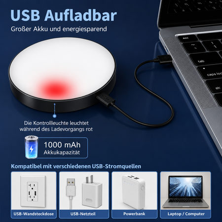 USB aufladbare LED Schrankleuchte mit 1000 mAh Akku
