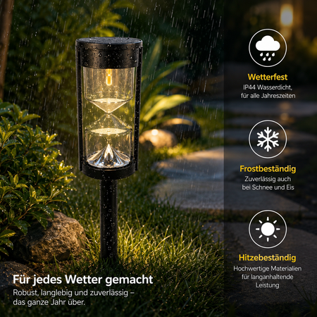 Wetterfeste Solar-Gartenleuchte für Regen und Frost
