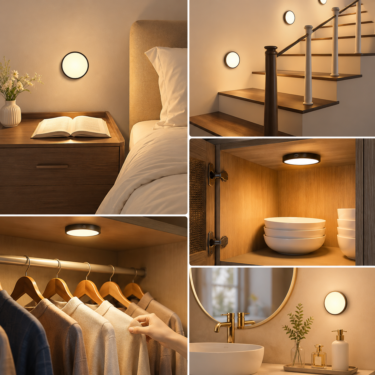 Wiederaufladbare LED Leuchten für Schrank und Treppe
