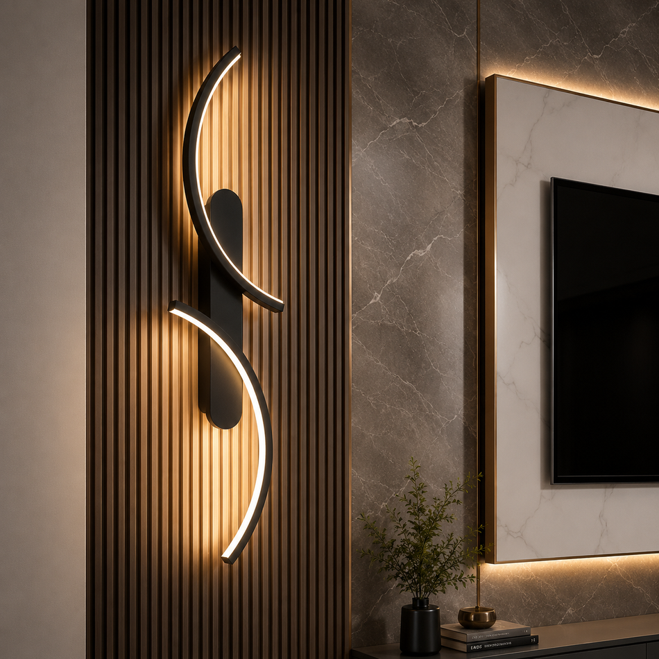 Aluminium LED Wandleuchte, Doppelkurven-Design, 60–100 cm