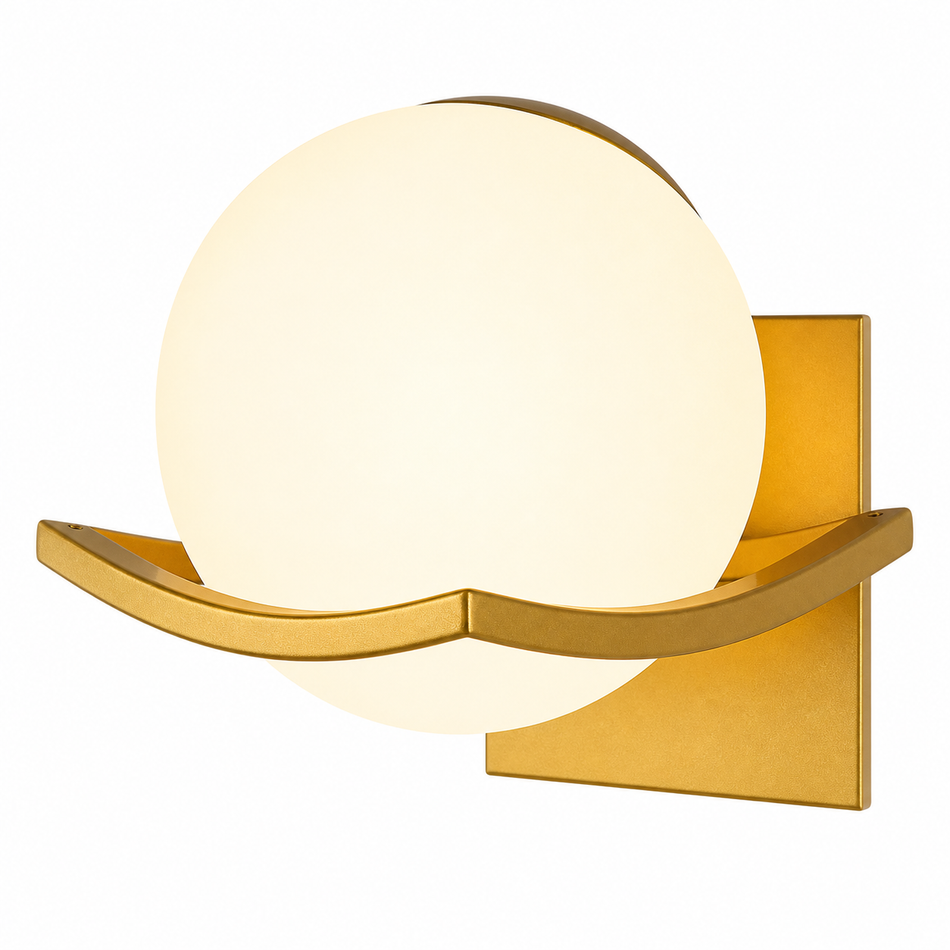 Wandleuchte Milchglas-Kugel, E27, Gold, Schwarz oder Weiß – Elegantes Innendesign